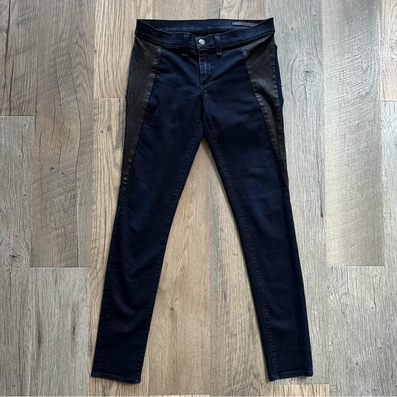 Rag & Bone Navy Leather Side Denim Jeans 28 - Picture 10 of 12